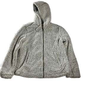 Thread & Supply gray sherpa full zip‎ hoodie L cozy fleece cottagecore jacket